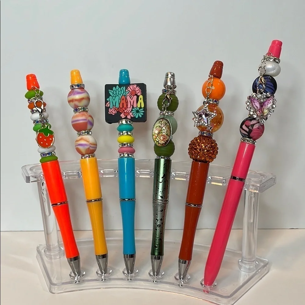 Beaded Decorative Office Pens Set with Character Charms